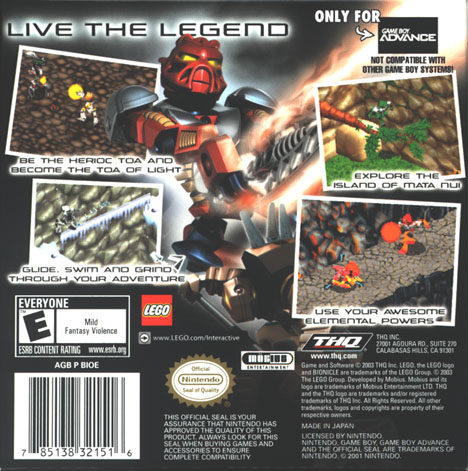 BIONICLE�: GBA Back Cover