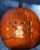 Pumpkin carved with Mask Of Light - daytime view